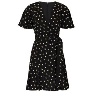 Jill Stuart Embroidered Floral Faux Wrap Mini Dress Black Size 6